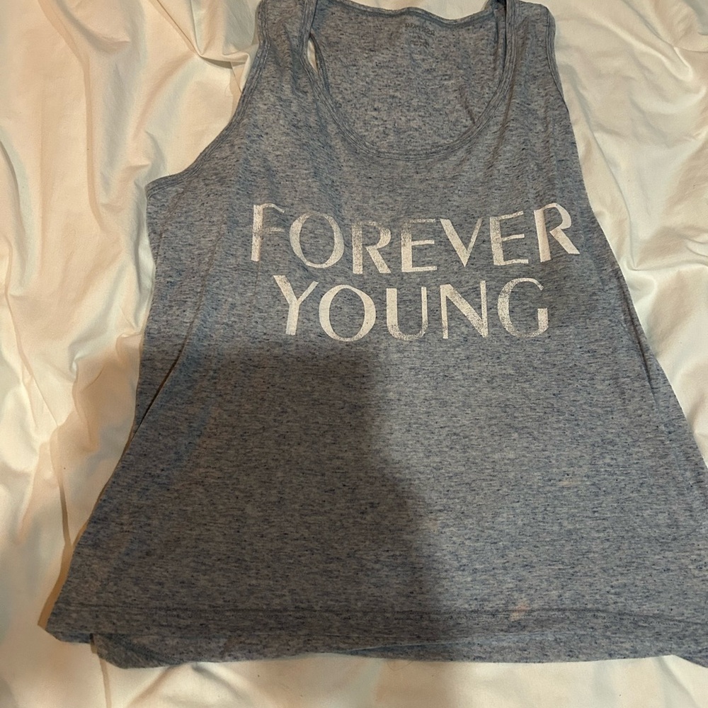 Gray Tank Top with 'Forever Young' Print